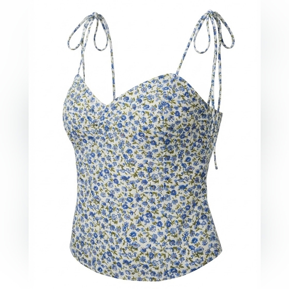 June & Ivy Tops - Jun & Ivy Floral Blue and White Camisole Top Size M